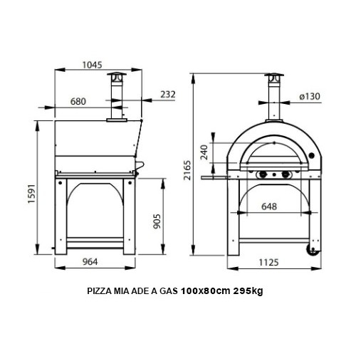 Pizza Mia - Forno a Gas Ade, 100X80, Tetto Inox...