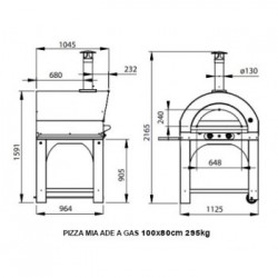 Pizza Mia - Forno a Gas Ade, 100X80, Tetto Inox 304