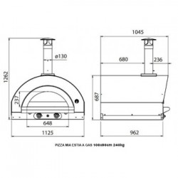 Pizza Mia - Forno a Gas Estia, 100X80, Ramato