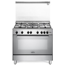 De Longhi DGVX96 ED2 - Cucina Maxi, Forno a Gas Ventilato, Grill Elettrico, 5 Fuochi a Gas, Acciaio Inox, 90 x 60 cm