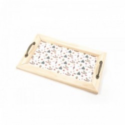 Mercury Vassoio in Legno "Christmas Story" con Manici in Metallo Grande 40x25x3.5cm