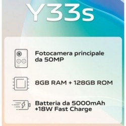 VIVO Y33s 16,7 cm (6.58") Doppia SIM Android 11 4G USB tipo-C 8 GB 128 GB 5000 mAh Nero
