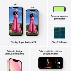 Apple iPhone 13 mini 512GB Rosa *ESTENSIONE GARANZIA3 3 ANNI IN PIU' in omaggio*