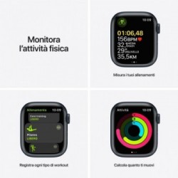 Apple Watch Series 7 GPS, 41mm Cassa in Alluminio Mezzanotte con Cinturino Sport Mezzanotte