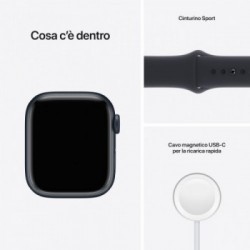 Apple Watch Series 7 GPS, 41mm Cassa in Alluminio Mezzanotte con Cinturino Sport Mezzanotte