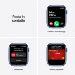Apple Watch Series 7 GPS, 45mm Cassa in Alluminio Blu con Cinturino Sport Azzurro