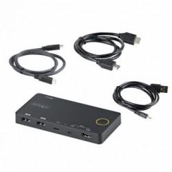 StarTech.com Switch KVM ibrido USB-A + HDMI e USB-C a 2 porte - Monitor singolo HDMI 2.0 4K 60Hz - Switch KVM compatto per