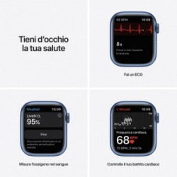 Apple Watch Series 7 GPS, 41mm Cassa in Alluminio Blu con Cinturino Sport Azzurro