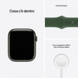 Apple Watch Series 7 GPS, 45mm Cassa in Alluminio Verde con Cinturino Sport Verde