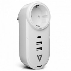 V7 1 presa rotante da viaggio con scaricatore di sovratensione 400J con USB-C