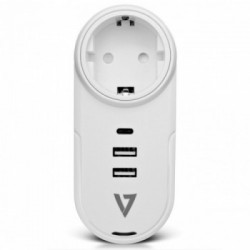 V7 1 presa rotante da viaggio con scaricatore di sovratensione 400J con USB-C