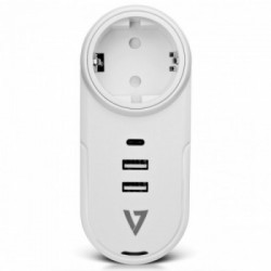 V7 1 presa rotante da viaggio con scaricatore di sovratensione 400J con USB-C