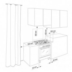 De Longhi DMX64 ED - Cucina a Gas, 4 Fornelli, 60 cm, Forno Elettrico, 57 Litri, Acciaio Inox, Classe A