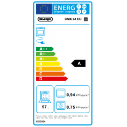 De Longhi DMX64 ED - Cucina a Gas, 4 Fornelli, 60 cm, Forno Elettrico, 57 Litri, Acciaio Inox, Classe A