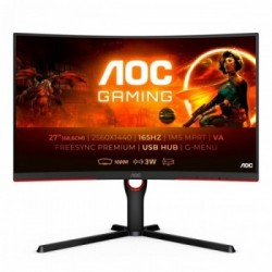 AOC CQ27G3SU/BK Monitor PC 68,6 cm (27") 2560 x 1440 Pixel Quad HD LED Nero, Rosso