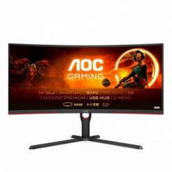 AOC G3 CU34G3S/BK Monitor PC 86,4 cm (34") 3440 x 1440 Pixel UltraWide Quad HD LED Nero, Rosso