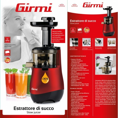 Girmi SW10 Estrattore di succo Nero, Rosso 120 W