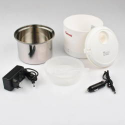 Scaldavivande Elettrico con Contenitore in Inox Removibile, Cavo per Auto, Bianco