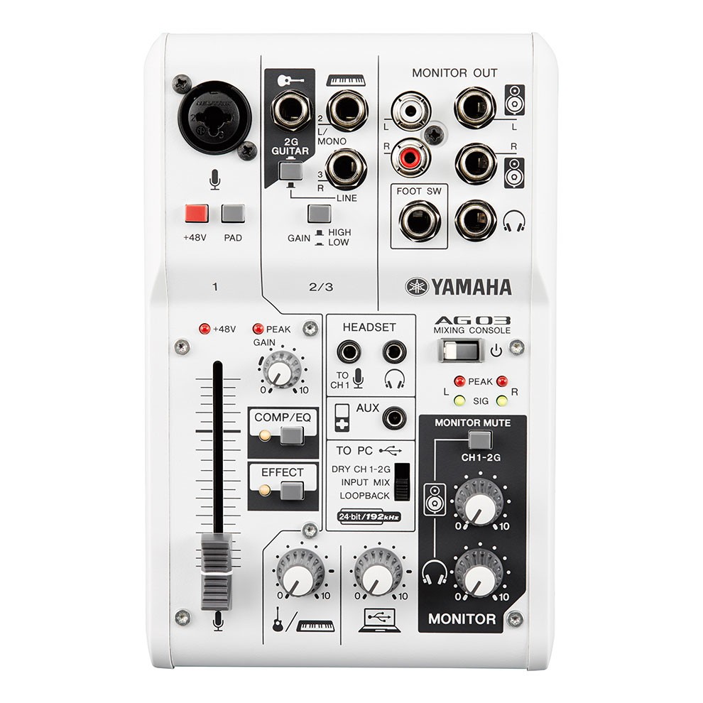 Yamaha AG03 mixer audio 3 canali Bianco
