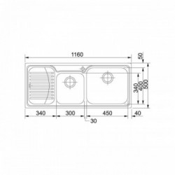 - OUTLET - Franke GAX 621 - Lavello Galassia, Inox satinato, Vasca a DX, 116x50 cm, FUN 101.0017.504