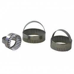 Eva 041224 - 3 Tagliapasta Festonati, Acciaio Inox, 5/7/8 cm