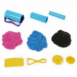Kinetic Sand Set Slice N’ Surprise con 383 g di sabbia nera, rosa e blu e 7 attrezzi, giocattoli sensoriali per bambini dai 3