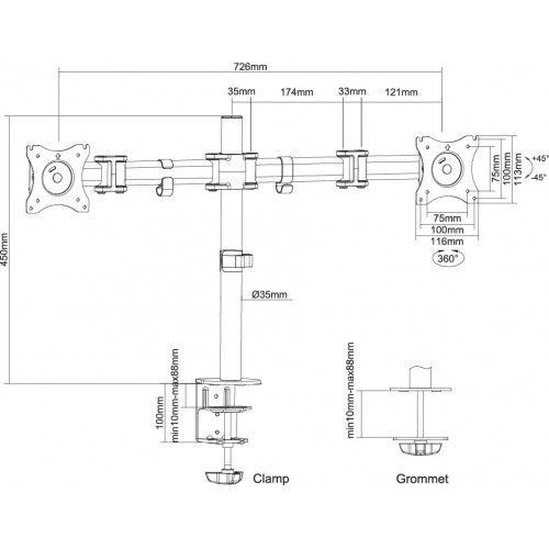 Newstar Supporto da scrivania per monitor