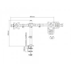 Multibrackets 3309 supporto da tavolo per Tv a schermo piatto 68,6 cm (27") Morsa/Bullone di ancoraggio Nero