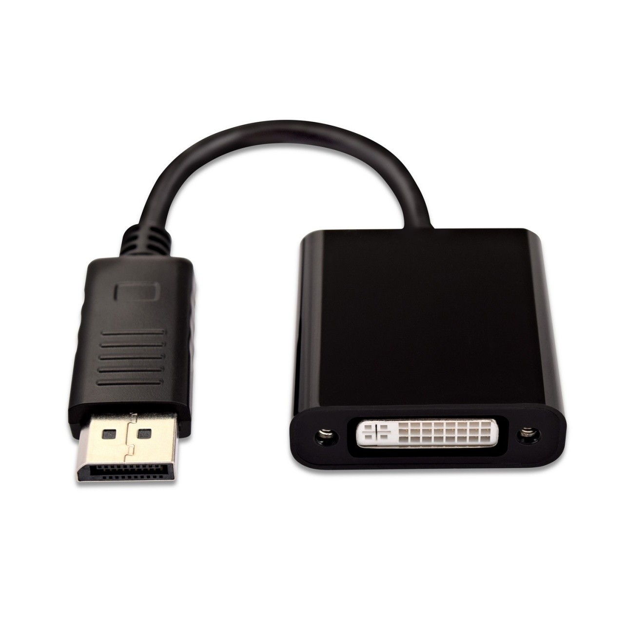 V7 Adaptador negro de vídeo con conector DisplayPort macho a DVI-I hembra activo