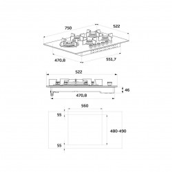 Beko HAW752C4SX - Piano Cottura a Gas, 5 Fuochi, 75 cm