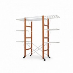 Foppapedretti Ursus - Stendibiancheria Richiudibile, Telaio Centrale a 2 Altezze, Rote con Freno, Noce