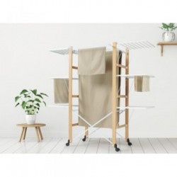 Foppapedretti Ursus - Stendibiancheria Richiudibile, Telaio Centrale a 2 Altezze, Rote con Freno, Noce