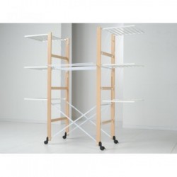 Foppapedretti Ursus - Stendibiancheria Richiudibile, Telaio Centrale a 2 Altezze, Rote con Freno, Noce