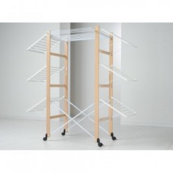 Foppapedretti Ursus - Stendibiancheria Richiudibile, Telaio Centrale a 2 Altezze, Rote con Freno, Noce