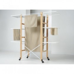 Foppapedretti Ursus - Stendibiancheria Richiudibile, Telaio Centrale a 2 Altezze, Rote con Freno, Noce