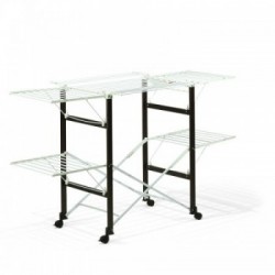 Foppapedretti Gulliver - Stendibiancheria Pieghevole, Apertura Flessibile, Ruote con Freno, Wengè