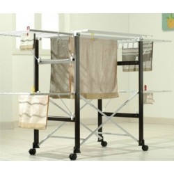 Foppapedretti Gulliver - Stendibiancheria Pieghevole, Apertura Flessibile, Ruote con Freno, Wengè