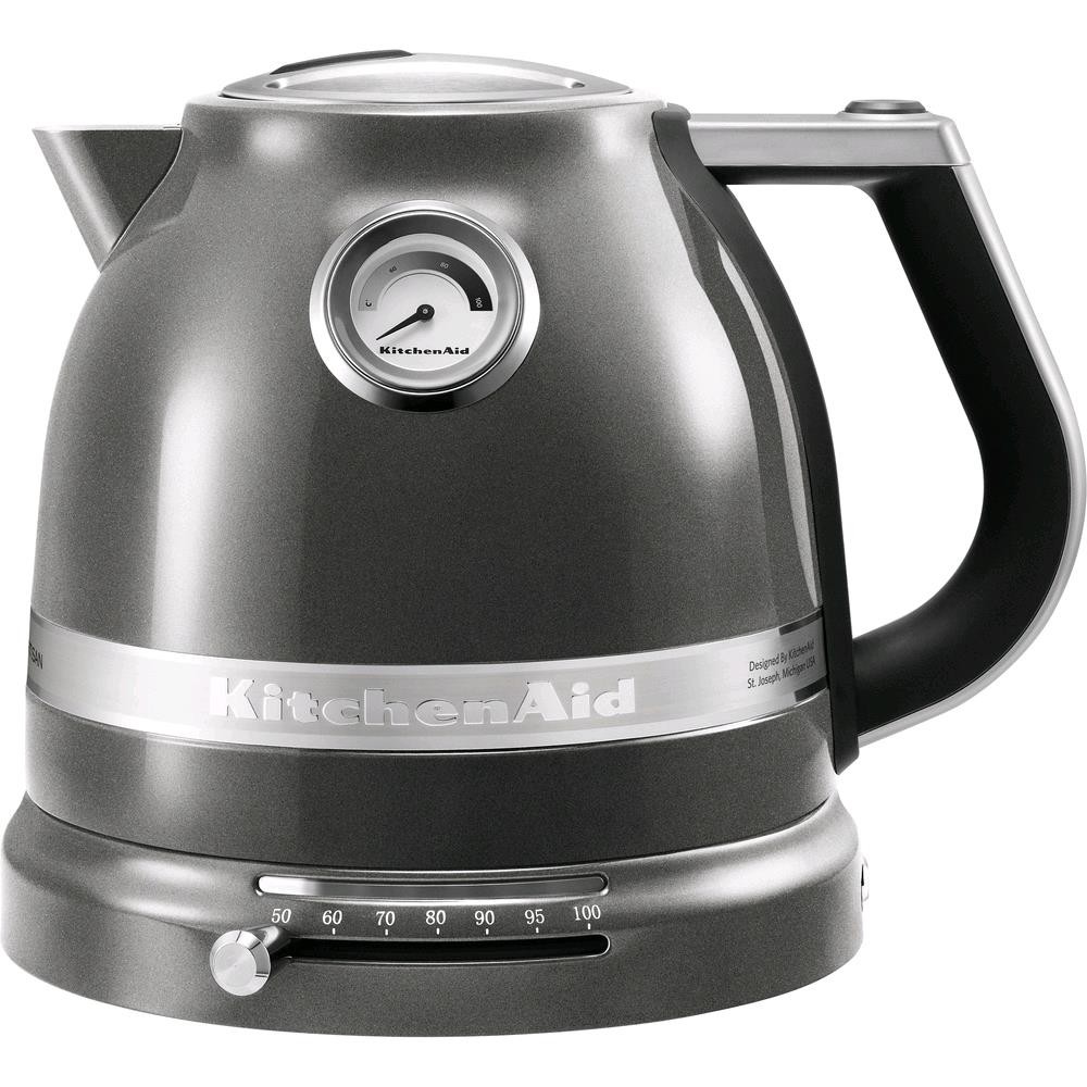 KitchenAid 5KEK1522EMS - Bollitore Elettrico, 2400 W, 1,5 Lt. con Filtro, 50-100 °C, Argen...
