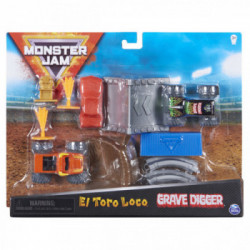 Monster Jam , set per acrobazie ufficiale con i veicoli Monster Truck Grave Digger ed El Toro Loco, in scala 1:70