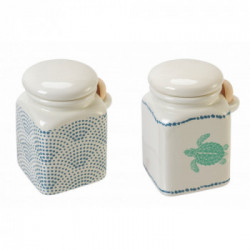 Villa D'Este Home Tivoli 'Cote d'Azur', Set 2 Barattoli con cucchiaino 433 ml