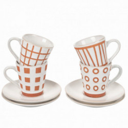 Villa D'Este Home Tivoli 'Geometry', Set 4 tazze caffè con piattino