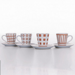 Villa D'Este Home Tivoli 'Geometry', Set 4 tazze caffè con piattino