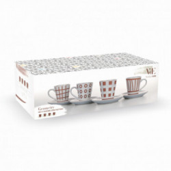 Villa D'Este Home Tivoli 'Geometry', Set 4 tazze caffè con piattino