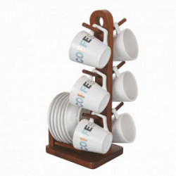 Villa D'Este Home Tivoli 'Luxury', Set 6 tazzine caffè con piattino, stand in legno