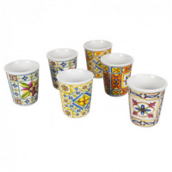 Villa D'Este Home Tivoli 'Costiera', Set 6 bicchieri acqua in ceramica 340 ml