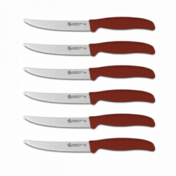 Ambrogio Sanelli Bbq - Coltello Bistecca Mezzo Dentato, 16 cm, Confezione 6 Pezzi, Modello BT85.S12N