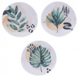 Villa D'Este Home Tivoli 'Savana', Set 6 Tovagliette tonde decoro tropicale