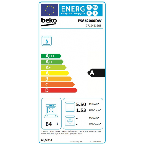 Beko FSG62000DW - Cucina a Gas da Libera...