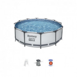 Bestway Steel Pro MAX Piscina Fuori Rotonda Ø 366x100cm, Pompa Filtro a Cartuccia, Scala di Sicurezza