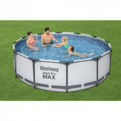 Bestway Steel Pro MAX Piscina Fuori Rotonda Ø 366x100cm, Pompa Filtro a Cartuccia, Scala di Sicurezza